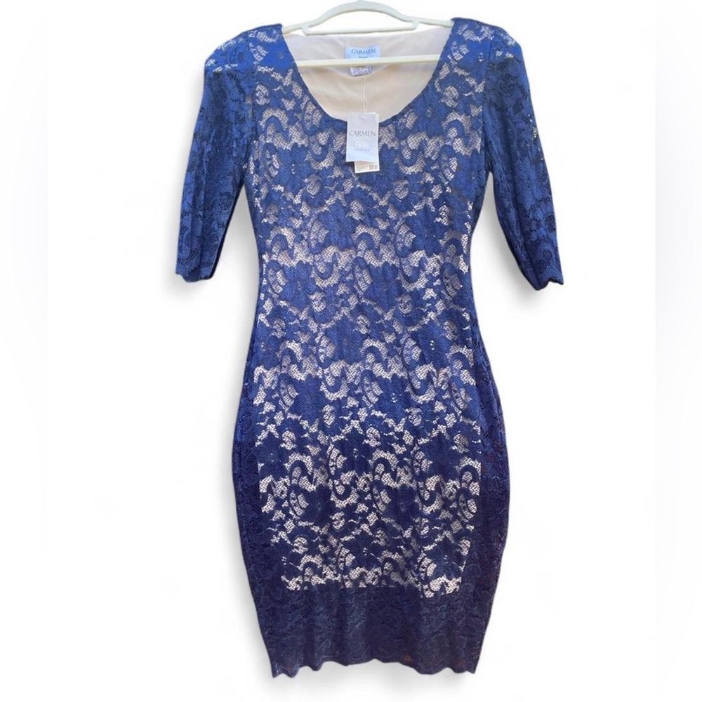 Half Sleeve Lace Meshed Midi Dress Size:2